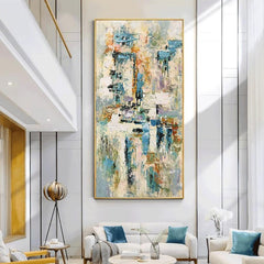 Venice-Textured Abstract Cityscape Painting – Vertical Canvas Art for Modern Interiors