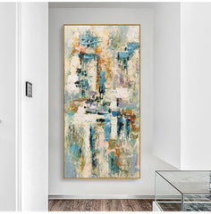 Venice-Textured Abstract Cityscape Painting – Vertical Canvas Art for Modern Interiors