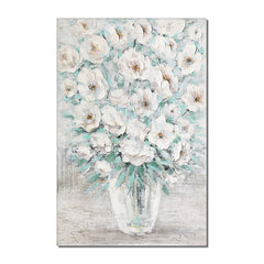 Abstract White Flower Oil Painting – Elegant Floral Art for Luxury Home Decor