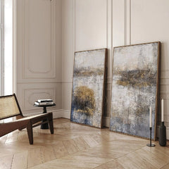 Golden Mist Abstract Textured Canvas Wall Art – Vertical Neutral Décor