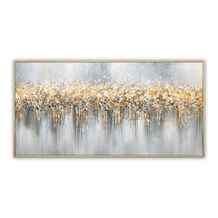 Golden Symphony – Textured Abstract Canvas Painting in Gold & Gray for Modern Interiors