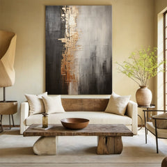 Modern Abstract Textured Wall Art -Urban Radiance Luxury Painting for Living Room