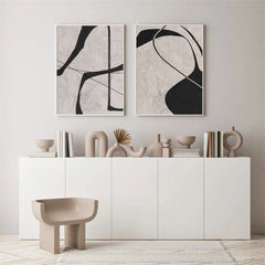 Monochrome Harmony – Original Minimalist Wabi-Sabi Abstract Oil Painting for Modern Decor