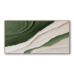 Serene Layers – Textured Green & White Oil Painting – Modern Wall Art