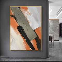 Striking Earthy – Large Textured Abstract Vertical Canvas Wall Art: Orange