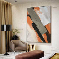 Striking Earthy – Large Textured Abstract Vertical Canvas Wall Art: Orange