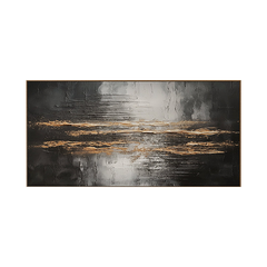 Veil of Horizons-Black Gold Abstract Oil Painting