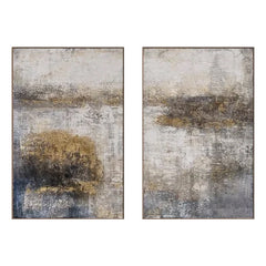 Wabi-Sabi Textured Dual Canvas Art – Neutral Landscape Painting