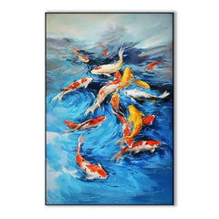 Surrounded by Koi – Animal Oil Painting