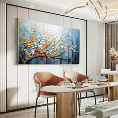 Branch of Radiance-Abstract Floral Painting – Textured Botanical Wall Art for Living Room