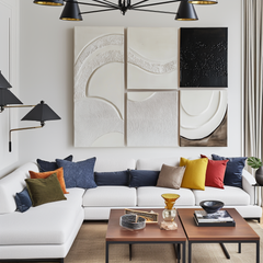 Echoes of Earth-Abstract Geometric Wall Art Set 5 – Textured Geometric Wall Art