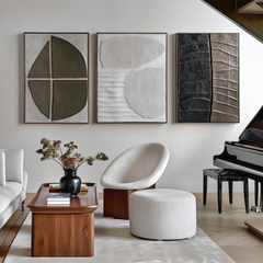Fragmented Silence-Modern Abstract 3-Piece Wall Art Set – Textured Geometric Wall Art