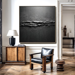 Horizon Edge – Large Black Abstract Textured 3D Wall Art