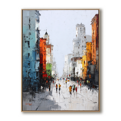 Morning Avenue – Abstract City Street Oil Painting on Canvas