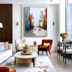 Morning Avenue – Abstract City Street Oil Painting on Canvas
