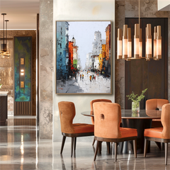 Morning Avenue – Abstract City Street Oil Painting on Canvas