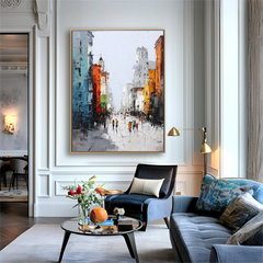 Morning Avenue – Abstract City Street Oil Painting on Canvas