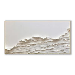 Dunes of Serenity – Beige and White Modern Horizontal Canvas Painting
