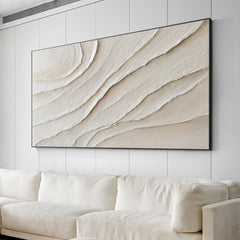 Serene Sand Waves – Minimalist Textured Abstract Canvas Painting for neutral modern decor
