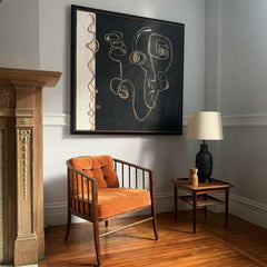 Whimsical Line Portrait – Wabi-Sabi Wall Art
