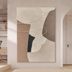 Wabi-Sabi Inspired Textured Wall Art – Neutral Geometric Shapes, Earth-Toned Minimalist Decor
