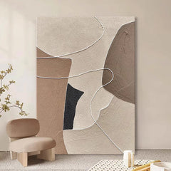 Wabi-Sabi Inspired Textured Wall Art – Neutral Geometric Shapes, Earth-Toned Minimalist Decor