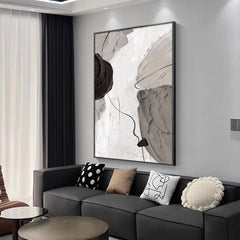 Minimalist Black & White Abstract Painting: Wabi-Sabi Textured Wall Art