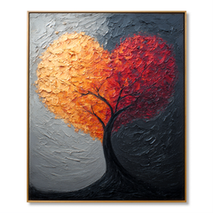 Divided Heart – Textured Botanical Wall Art hand-painted wall art