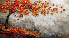 Autumn Serenade-Textured Fall Tree Oil Painting on Canvas for Luxury Decor