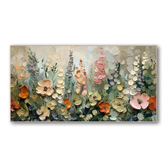 Garden Symphony – Textured Floral Modern Oil Painting, Blooming Flowers Wall Art