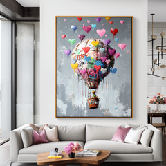 Flying with Love – A Colorful Heart Hot Air Balloon Painting