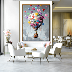 Flying with Love – A Colorful Heart Hot Air Balloon Painting
