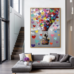 Rising Hearts – Colorful Hot Air Balloon Art Full of Hope