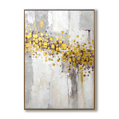 Aurora Gold – Abstract Gold Leaf Oil Painting, Vertical Modern Textured Wall Art