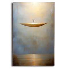Awakening Light – Surreal Floating Boat Painting Minimalist Conceptual Canvas Art