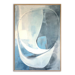 Azure Flow – Minimalist Abstract Blue Oil Painting, Modern Textured Wall Art