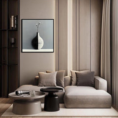 Balance in Bloom – Minimalist Black and White Vase Wall Art Modern Neutral Decor Canvas