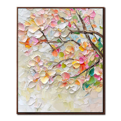Blossoming Harmony: Abstract Art – Textured Floral Oil Painting