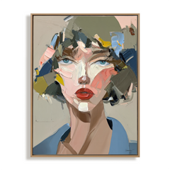 Bold Gaze – Plaster Art Texture Painting Abstract Female Portrait Oil Painting on Canvas