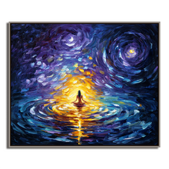 Celestial Reflection – Abstract Meditation Oil Painting