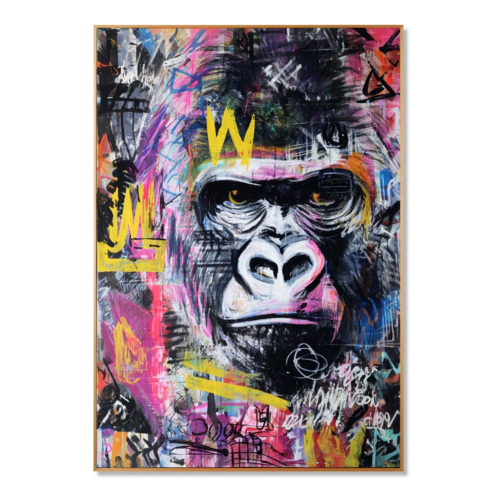 Crowned Instinct – Contemporary Gorilla Portrait Oil Painting hand-painted wall art