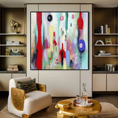Echoes of Color – Large Colorful Abstract Oil Painting Bold Textured Modern Wall Art
