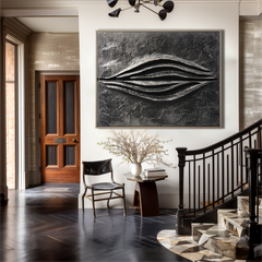 Eclipse Form – Large Textured Black Abstract 3D Wall Art