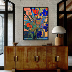 Electric Garden – Bold Abstract Floral Painting – Colorful Modern Expressionist Wall Art