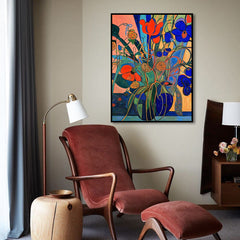 Electric Garden – Bold Abstract Floral Painting – Colorful Modern Expressionist Wall Art