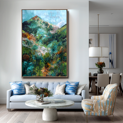 Emerald Peaks – Abstract Mountain Landscape Wall Art