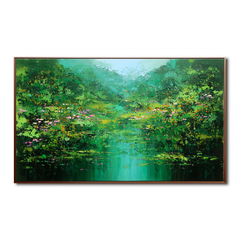 Emerald Reflection – Textured Landscape Wall Art