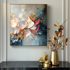 Ethereal Blossom-Abstract Floral Oil Painting for Modern Decor