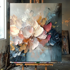 Ethereal Blossom-Abstract Floral Oil Painting for Modern Decor