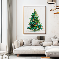 Evergreen Joy – Christmas Tree Oil Painting, Festive Textured Wall Art